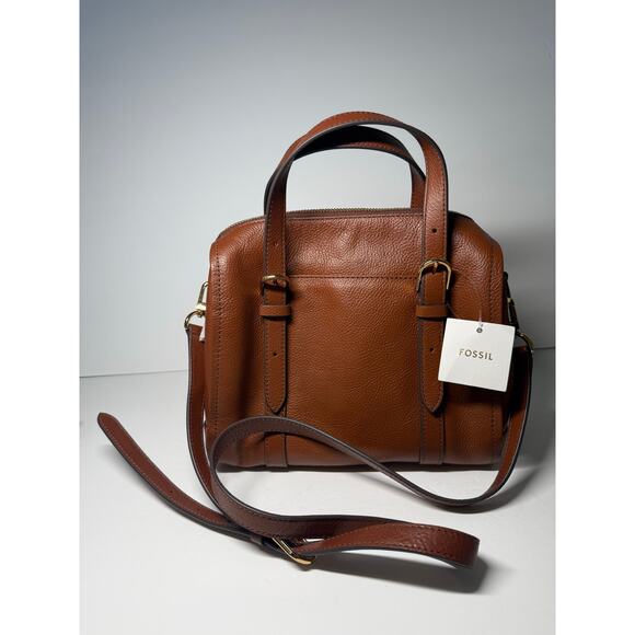 Fossil Women's Carlie Leather Satchel Purse Handbag, Brown (Model: ZB1772200) - Picture 5 of 6